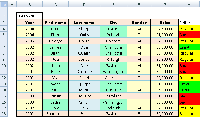 Excel as a Database